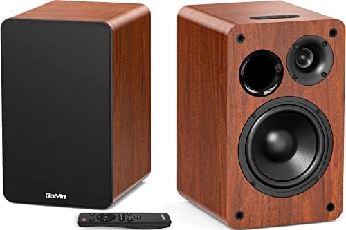 Saiyin Bluetooth Bookshelf Speakers for Record Player, Powered Studio Monitor Speaker with 5.2 Inch Woofer, Horn Tweeter and Optical RCA Inputs
