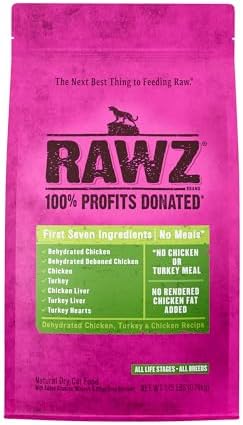 Rawz Dehydrated Chicken, Turkey & Chicken Recipe Natural Meal Free Dry Cat Food (3.5 Pound (Pack of 1), Chicken & Turkey)