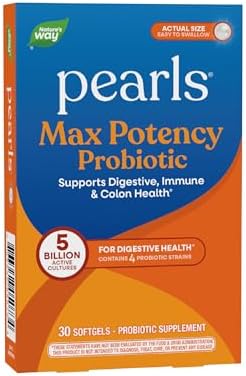 Nature's Way Probiotic Pearls Max Potency Softgels, 5 Billion CFU, 30 ct | Daily Probiotic for Women and Men, Supports Digestive, Immune