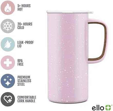 Ello Campy 18oz Insulated Stainless Steel Travel Mug with Handle, Avalon Sea