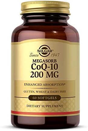 Solgar Megasorb CoQ-10 200 mg, 60 Softgels, Supports Heart & Brain Function | Coenzyme Q10 Supplement, Enhanced Absorption, Non-GMO, Gluten Free