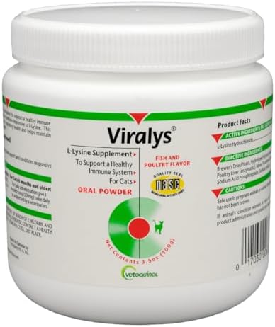 Vetoquinol Viralys - Lysine Supplement for Cats & Kittens - Supports Eye Wellness, Respiratory Health & Immune Strength - Flavored Oral Powder for Easy Feeding & Daily Use - 100 Grams