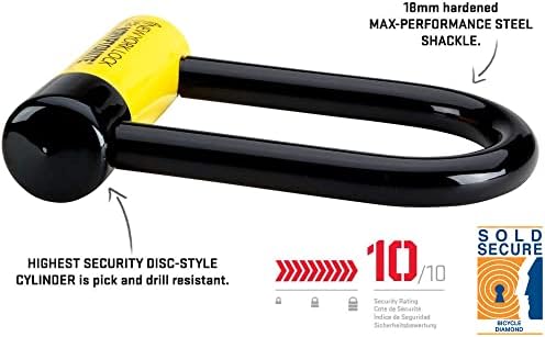 Kryptonite New York FAHGETTABOUDIT Mini Bike U-Lock, Heavy Duty Anti-Theft Bicycle U Lock Sold Secure Gold, 18mm Shackle with Keys, 10/10 Security Rating for E-Bike, Motorcycle, Scooter