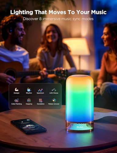 Govee RGBIC Smart Table Lamp 2, Touch Bedside Small Table Lamp (Corded) | LED Desk Lamp Compatible with SmartThings, Matter, Alexa