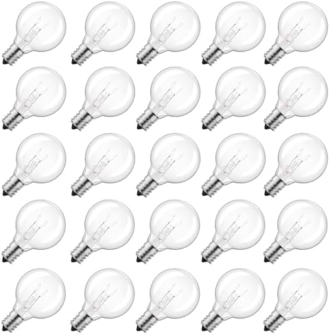 Brightown 25 Pack G40 LED Replacement Bulbs, E12 Base, 2200K, Warm White | Shatterproof Plastic LED Light Bulb, Waterproof, Dimmable, 1.5" Edison Light Bulbs for Indoor Outdoor Patio Backyard Decor