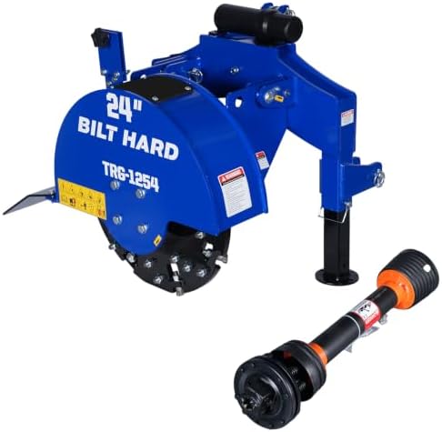 BILT HARD 3 Point PTO Stump Grinder for Tractors, 15-45HP, 6'' Cutting Depth with 34 Carbide Teeth and 24'' Flywheel Diameter for Tree Stump Removal