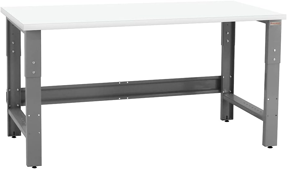 Table & Workbench: 1" Thick Solid Oiled Wood Butcher Block Top, Height Adjustable - 30" D x 48" L x 30" - 36" H - by BenchPro