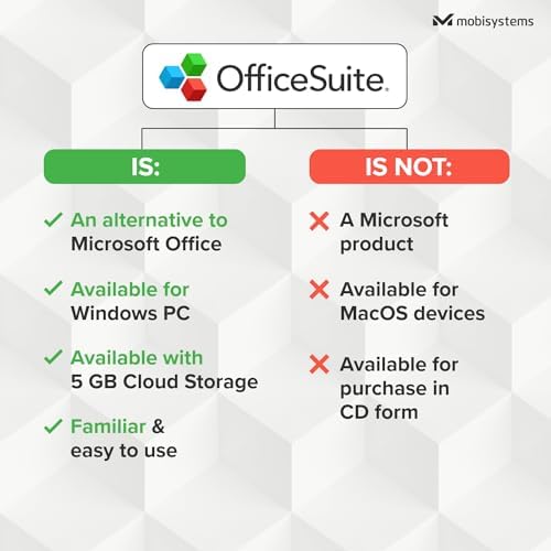 OfficeSuite Home & Business - Lifetime License - Documents, Sheets, Slides, PDF, Mail & Calendar for Windows | 1 PC | Physical Activation Card