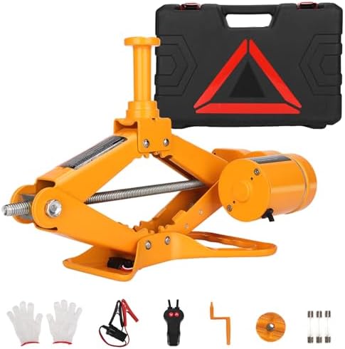 Electric Scissor Car Jack Kit 2 Ton Portable Auto Car Lift Floor Jack | 12V Scissor Jack for Sutire Repair 14.6 Inch Range for SUV Sedan Floor Jack for Tire Change Roadside Emergency
