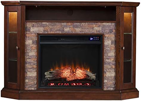 SEI Furniture - Redden Corner-Convertible Electric Fireplace with Touch Screen - Espresso - Transitional Design
