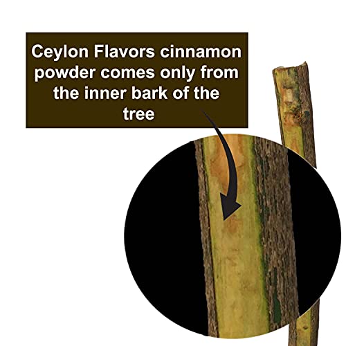 Ceylon Flavors Organic Ceylon Cinnamon Powder, Premium Special Grade, Non GMO, Harvested from a USDA Certified Organic Farm in Sri Lanka (3.5 oz)