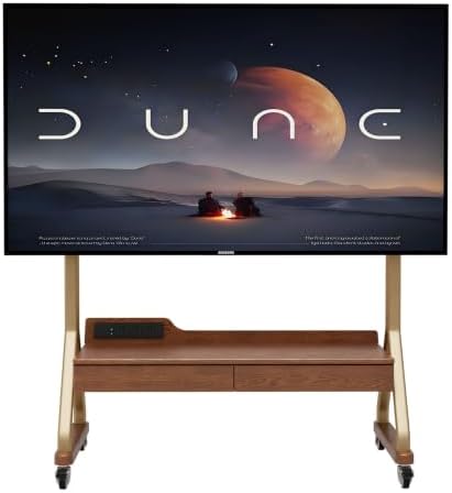 AnywaysWood TV Cart Rolling TV Stand with Wheels for Most 40-75" TVs up to 300lbs Height Adjustable, Tilting, Tall Heavy Duty TV Stand with 2 Drawers Power Strip, for Living Room