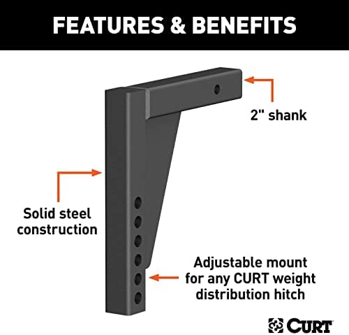 CURT 17124 Replacement Weight Distribution Hitch Shank, 2-Inch Receiver, 8-3/4-Inch Drop