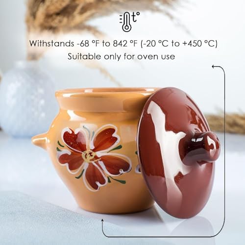 Borisov Stewing Ramekin Clay Pots for Cooking, Dutch Oven Pot With Lid, Cooking Pot, Earthenware Pot, Stockpot with Lid