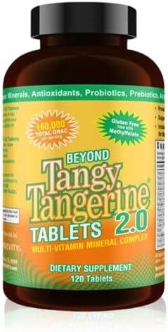 Youngevity Beyond Tangy Tangerine 2.0 Multivitamin Mineral Tablets, 2-Pack | 240 tablets, 60 servings, prebiotics, probiotics, amino acids, enzymes, sugar-free, gluten-free, 160,000 ORAC, travel-ready