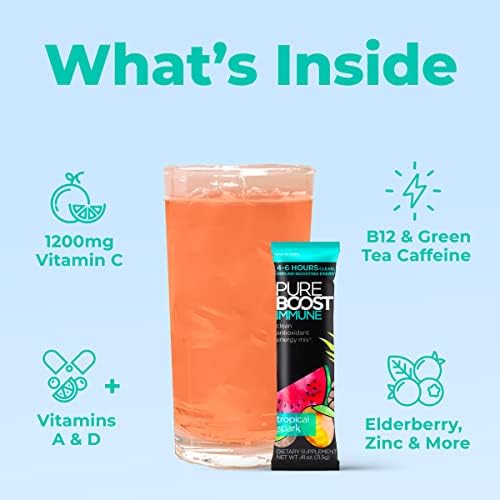 Pureboost Sugar-Free Immune Clean Energy Booster Drink Mix, Combo Pack 30ct