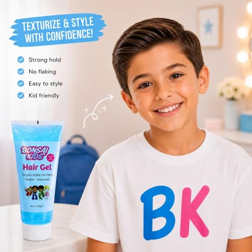 Bonsai Kids Hair Gel, 8 oz | Medium Strong Hold, No Flaking, Texturize Styling, All Hair Types, Hair Stylist Tested & Approved