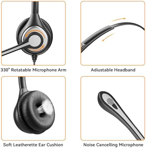 Wantek Phone Headset with Microphone Noise Cancelling