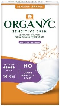 Organyc – 100% Organic Cotton Light Incontinence Pads for Bladder Leaks (Maximum, 16 Count(1 Pack))