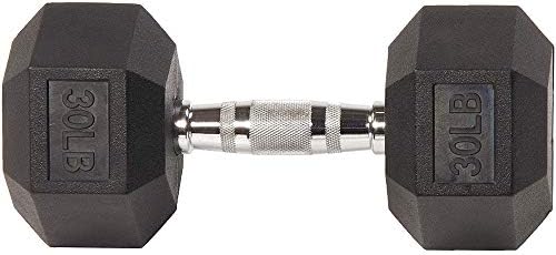 Rubber Encased Hex Dumbbell with Knurled Alloy Material Non-slip Handle, Basic Professional Dumbbell
