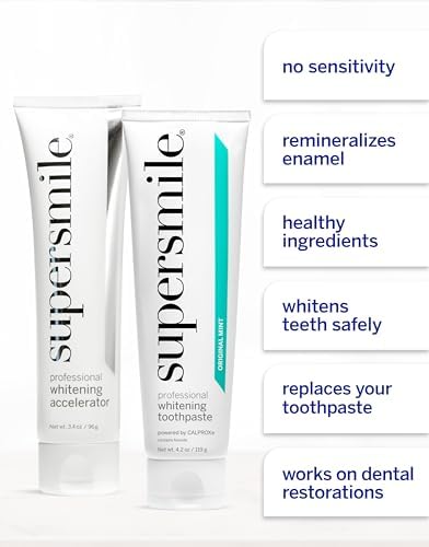 Supersmile Professional Whitening System, Toothpaste + Accelerator, 4.2 Oz | 2-Step Calprox® System, Whitens Up to 7 Shades in 7 Days