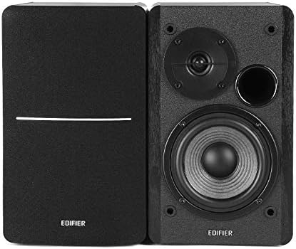 Edifier R1280DB Powered Bluetooth Bookshelf Speakers - Optical Input - Wireless Studio Monitors - 4 Inch Near Field Speaker - 42W RMS - Wood Grain (Black)
