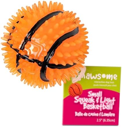 Gnawsome Dog Toys - 2.5-Inch Spiky Squeaker Basketball - Small - Dental & Gum Wellness - Stimulating Fun - Hidden Squeaker - Durable for Heavy