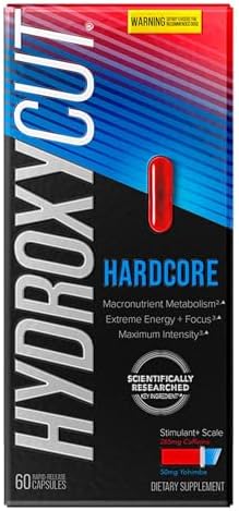 Hydroxycut Hardcore - Thermogenic Supplement - Energy & Metabolism Support - 265 mg Caffeine Anhydrous, Green Coffee Extract - Rapid Release Capsules - 60 Count