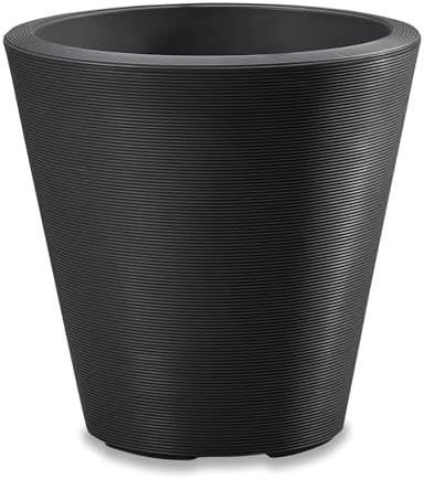Crescent Garden Madison Planter– Weather-Resistant, Double Walled Indoor/Outdoor Plant Pot with Drain Hole – Durable All-Season Flower Container, 14" W (Cloud White)