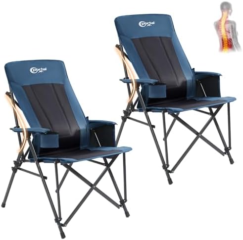 Portal Camping Chair with Lumbar Support for Adults Folding Portable High Back Oversized, 400LBS