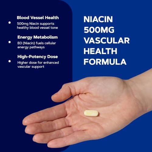 GNC Niacin 500mg Supplement, Supports Blood Vessel Health, 100 Tablets