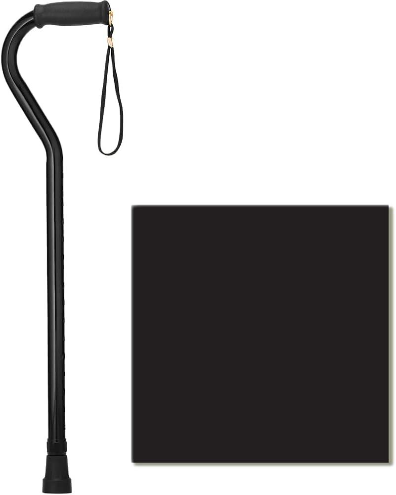 NOVA Heavy Duty Walking Cane with Offset Handle, 500 lb. Weight Capacity, Bariatric & Lightweight Adjustable Walking Stick with Carrying Strap, Black