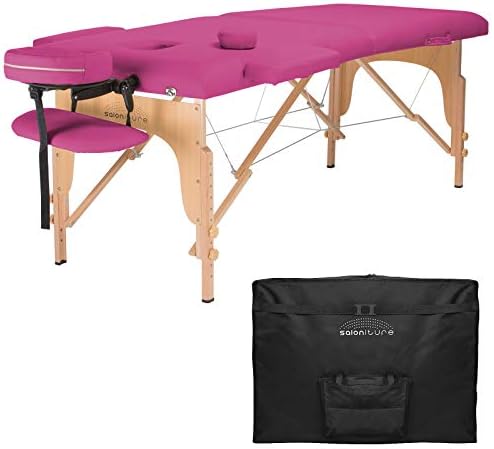 Saloniture Professional Portable Folding Massage Table with Carrying Case - Black