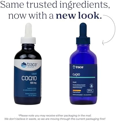 Trace Minerals Liquid CoQ10 Supplement, 4 oz | 100 mg CoQ10 per serving, Over 70 ionic trace minerals, Cellular and cardiovascular health support