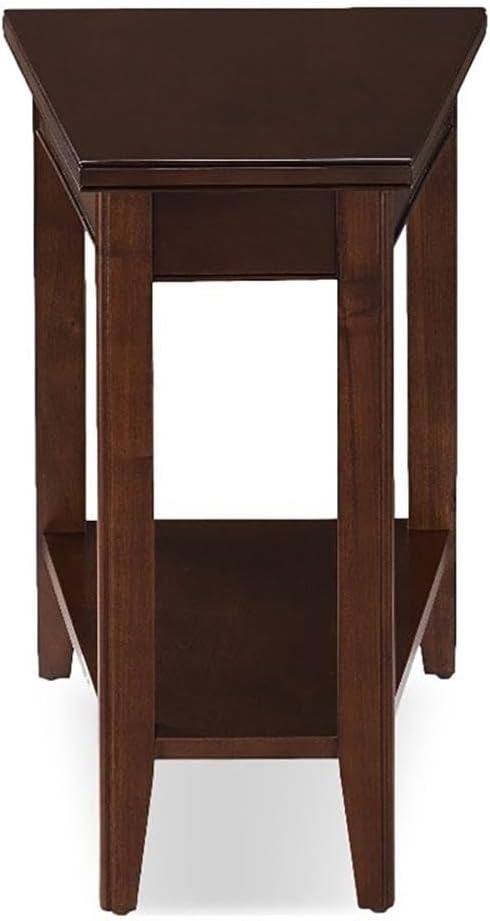 BOWERY HILL Transitional Wood Wedge End Table, 24 x 10 x 24 in, Hardwood, Chocolate Cherry Finish, Compact Design with High Display Shelf