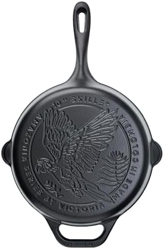 Victoria 10-Inch Cast Iron Skillet, Pre-Seasoned Cast-Iron Frying Pan with Long Handle, Made in Colombia | Pan with Long Handle, Made in Colombia