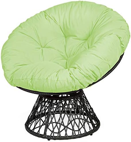Tangkula Papasan Chair Rattan Ergonomic Chair w/ 360-degree Swivel and Soft Cushion, Solid Structure & Stable Base, Ideal for Garden, Balcony