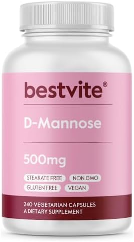 BESTVITE D-Mannose 500mg (240 Veg Caps) - Corn Free - No Fillers - Vegan