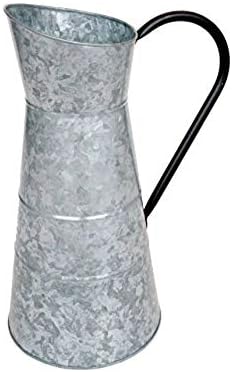 Deco 79 Metal Galvanized Watering Jug, 10 by 16-Inch,Gray
