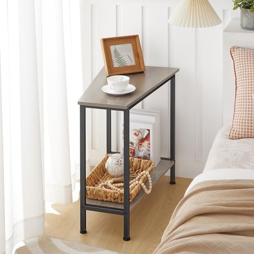 HOOBRO Wedge End Table, Recliner Wedge Side Table with Storage, Industrial Triangle Accent Table for Small Space, Corner, Living Room, Apartment