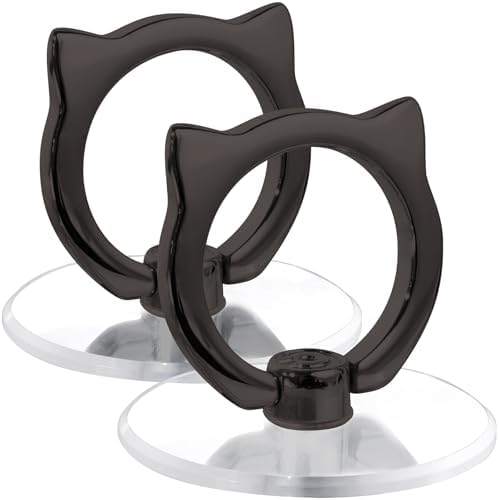 Cat Phone Ring Holder - EI Sonador Clear Cell Phone Ring Holder Transparent Stand Finger Grip (2 Black Cat)