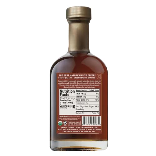 Crown Maple Organic Madagascar Vanilla Maple Syrup, Real Vanilla Bean, Pancakes, Baking, Cocktails & Brunch, 12.7 Fl Oz