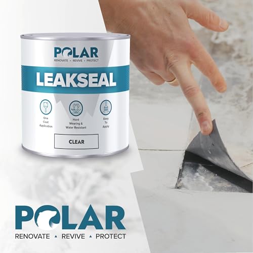 Polar Specialist Coatings Clear Leak Fix Paint - 35 oz - One Coat Waterproof Sealant with Reinforced Fibers, Instantly Seals Leaks & Cracks for Roofs