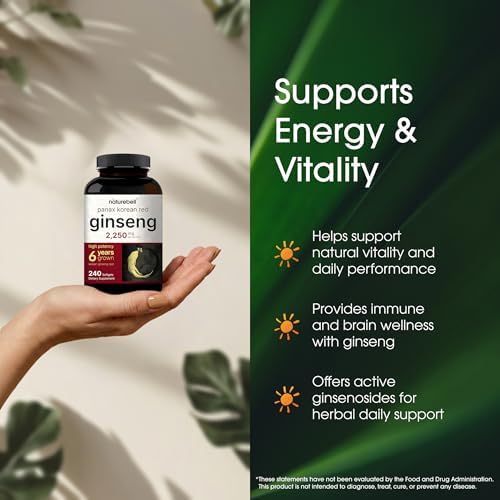 NatureBell Panax Korean Red Ginseng 2,250mg, 240 Softgels