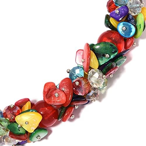 Shop LC Red & Multi Color Shell Cubic Zirconia CZ Bead Strand Beaded Necklace Fashion Delicate Gifts for Women Jewelry