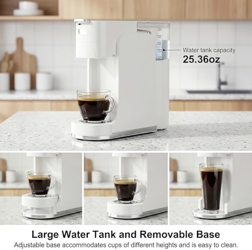 Single-Serve Coffee Maker, 4 in 1 Hot and Iced Coffee Machine, 20-Bar Espresso Coffee Maker for Ground Coffee, K-Cup Pod, NES Original and DG Pod