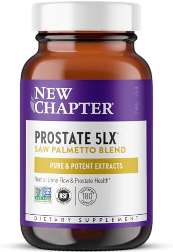 New Chapter Prostate Supplement - Prostate 5LX™ with Clinical Strength Saw Palmetto + Fermented Selenium for Men’s Wellness - 180 ct Vegetarian Capsule