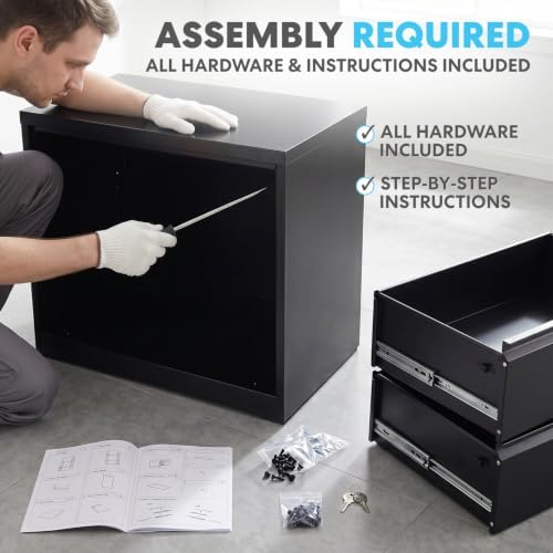 SIMPLI-Magic 3-Drawer Mobile File Cabinet with Lock - Under Desk Rolling Metal Filing Cabinet, Letter/Legal/A4, Fully Assembled, Home Office Organizer