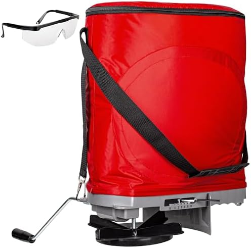 Walensee Handheld Seed Spreader with 25lb Bag, Frame Support, Flow Control, Enclosed Gears, Rear Baffle