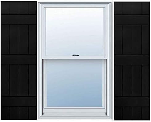 Exterior Solutions Standard Board & Batten Exterior Vinyl Shutter, Black (Pair), 14 Inch x 71 Inch